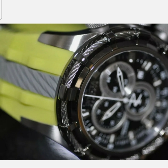 Invicta Men's Rare Reserve Swiss Chronograph Black Dial Lime Poly Watch NEW - Picture 6 of 7